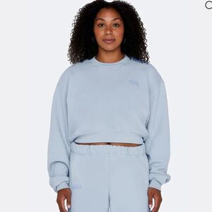 Set Active Cropped Pullover Crewneck Sweatshirt in Frost Size Medium